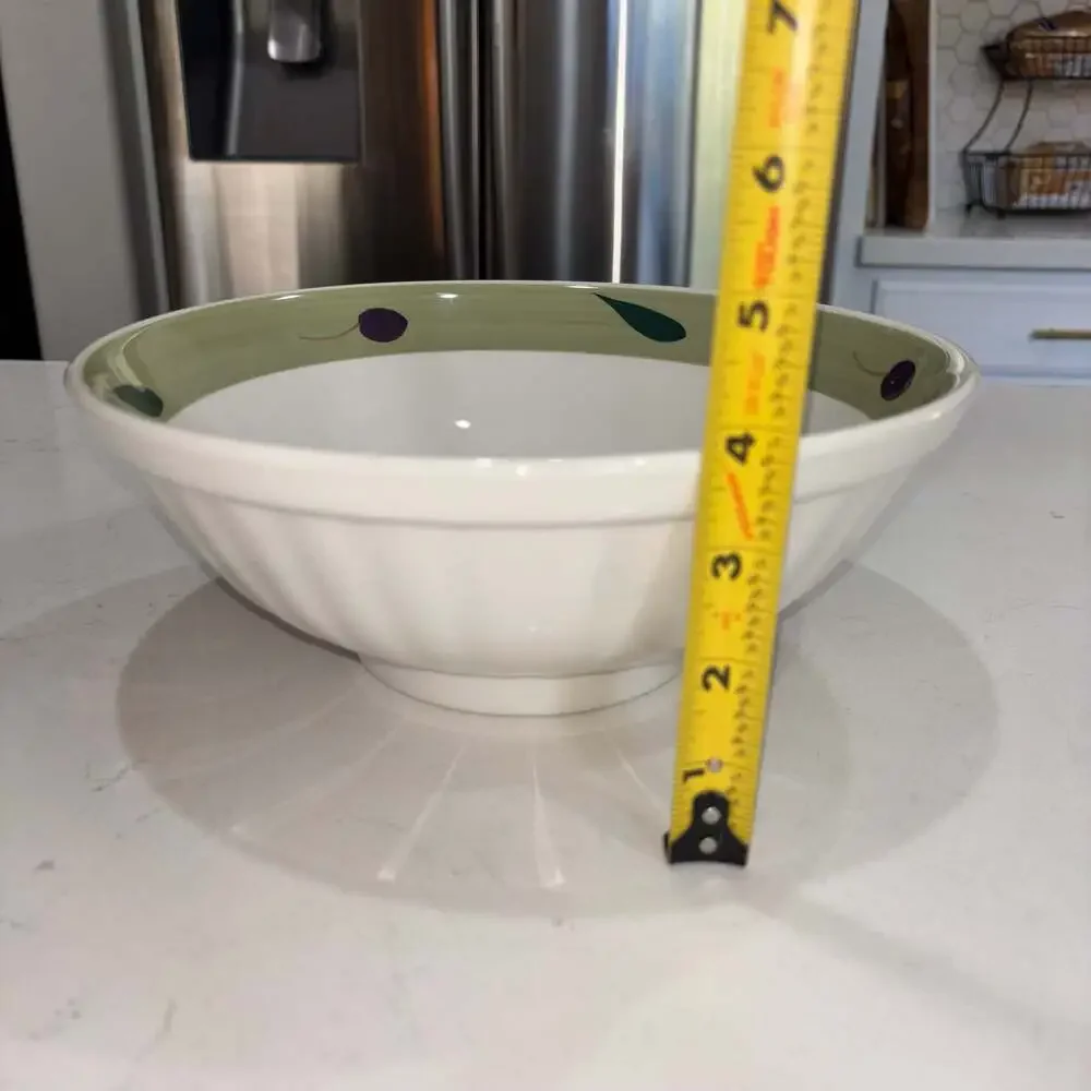 Maxam Hand Painted Italian Olive and Leaf 10-inch Serving Bowl
